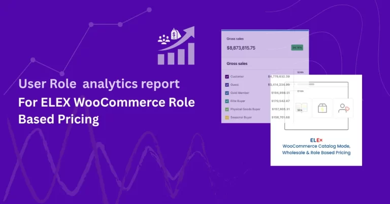 WooCommerce Analytics report for ELEX Role Based Pricing showing role-based sales comparison